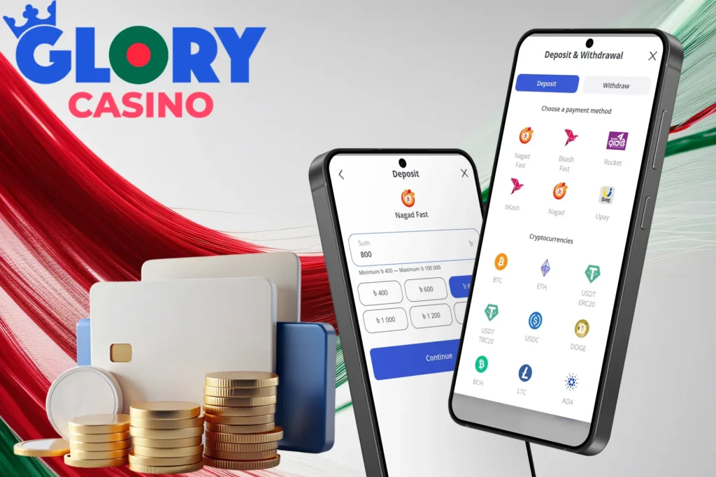 Depositing money through the Glory Casino App
