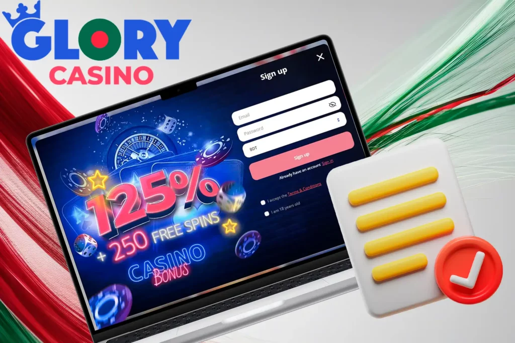 Step-by-step registration process at Glory Casino