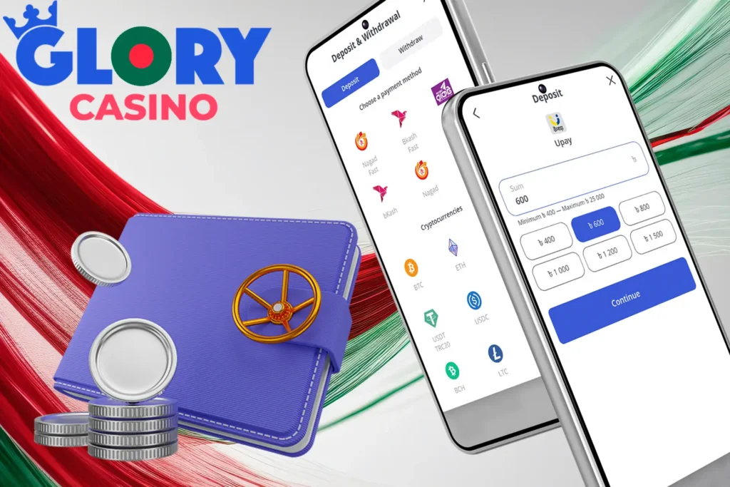 Making a deposit at Glory Casino