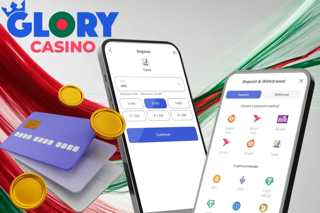 Making a deposit at Glory Casino