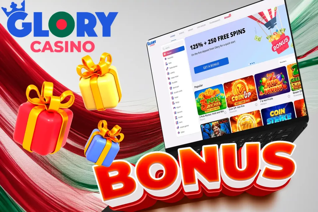 Promotional banner for Glory Casino bonuses
